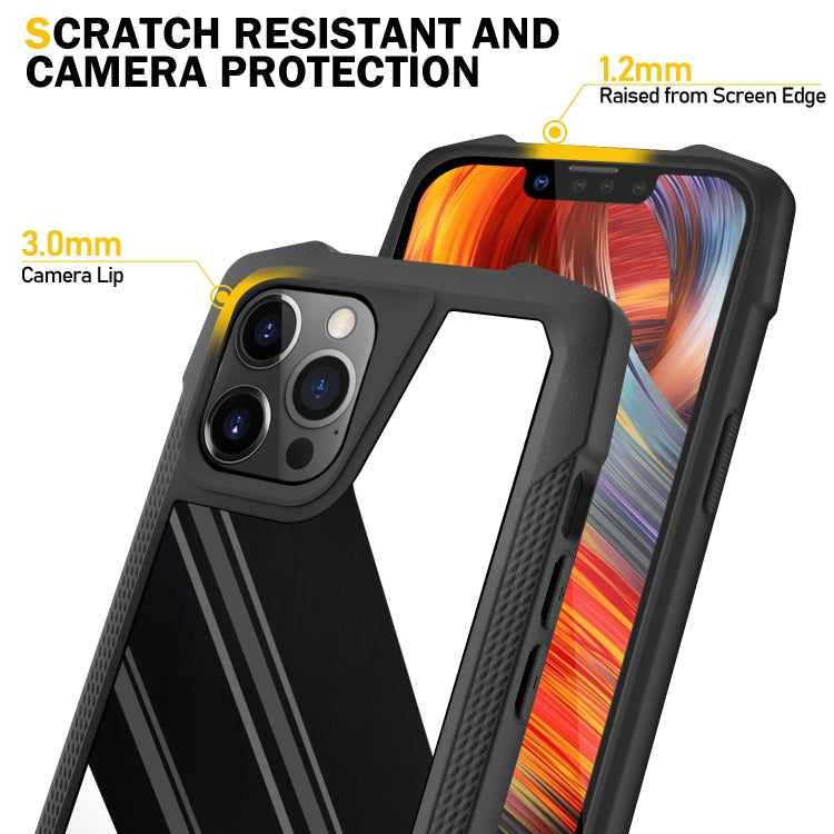 For iPhone 13 Pro Max Stainless Steel Metal PC Back Cover + TPU Heavy Duty Armor Shockproof Case