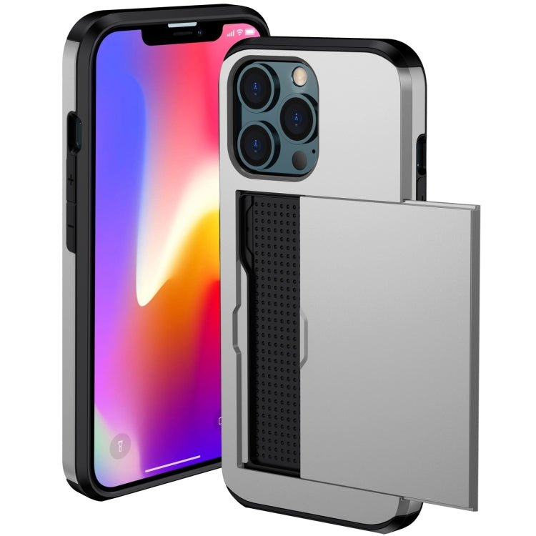 For iPhone 13 Pro Max Shockproof Armor Protective Case with Slide Card Slot
