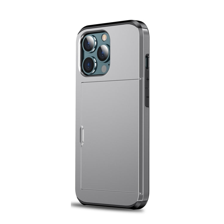 For iPhone 13 Pro Max Shockproof Armor Protective Case with Slide Card Slot