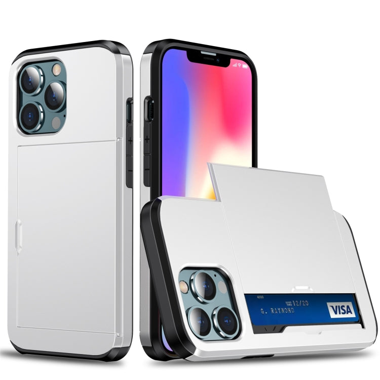 For iPhone 13 Pro Max Shockproof Armor Protective Case with Slide Card Slot