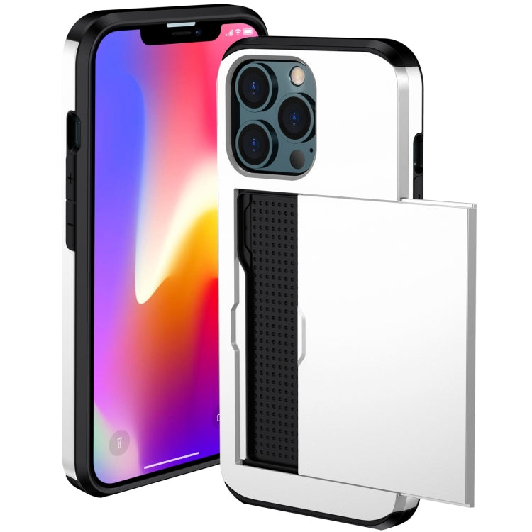 For iPhone 13 Pro Max Shockproof Armor Protective Case with Slide Card Slot