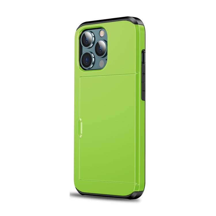 For iPhone 13 Pro Max Shockproof Armor Protective Case with Slide Card Slot