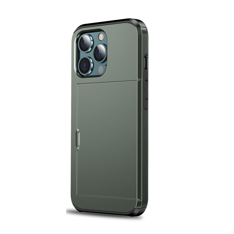 For iPhone 13 Pro Max Shockproof Armor Protective Case with Slide Card Slot