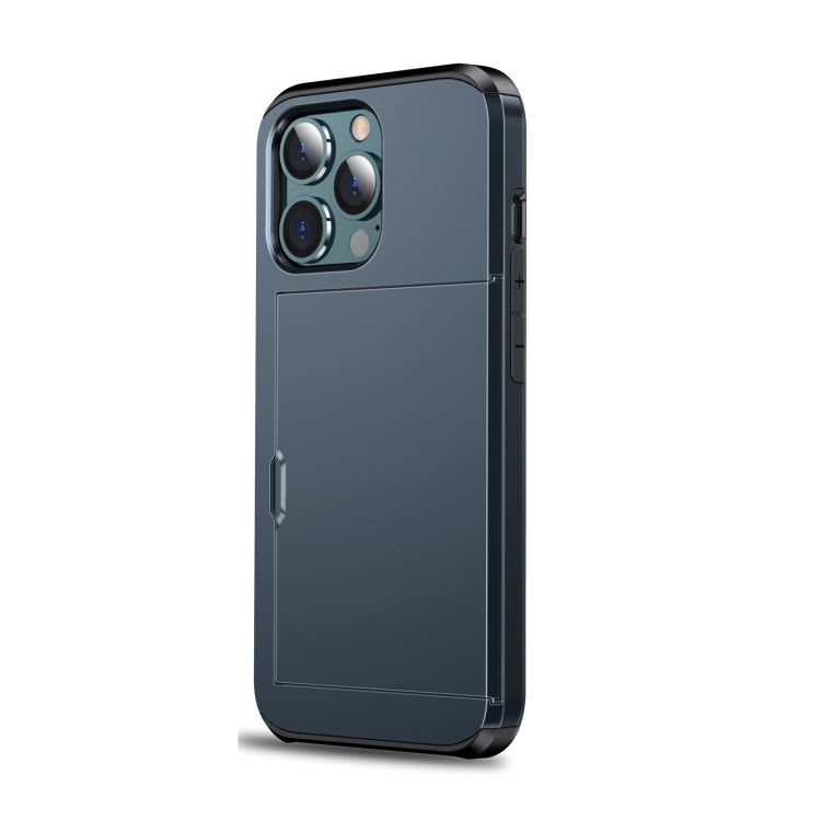 For iPhone 13 Pro Max Shockproof Armor Protective Case with Slide Card Slot