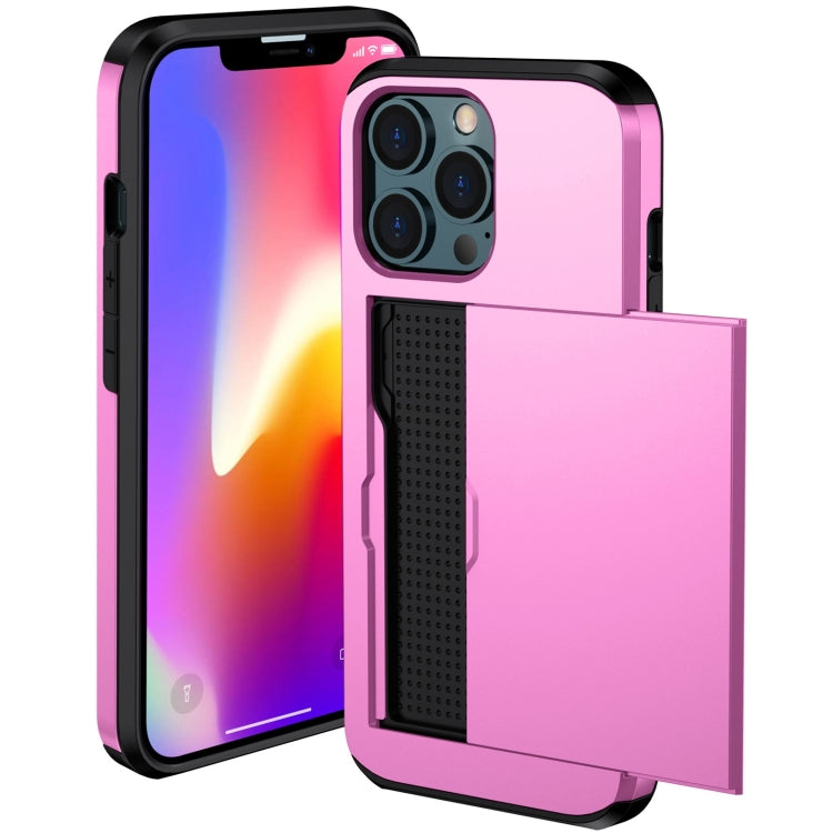 For iPhone 13 Pro Max Shockproof Armor Protective Case with Slide Card Slot
