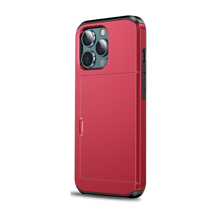 For iPhone 13 Pro Max Shockproof Armor Protective Case with Slide Card Slot