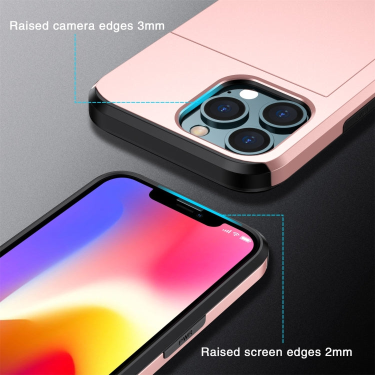 For iPhone 13 Pro Max Shockproof Armor Protective Case with Slide Card Slot