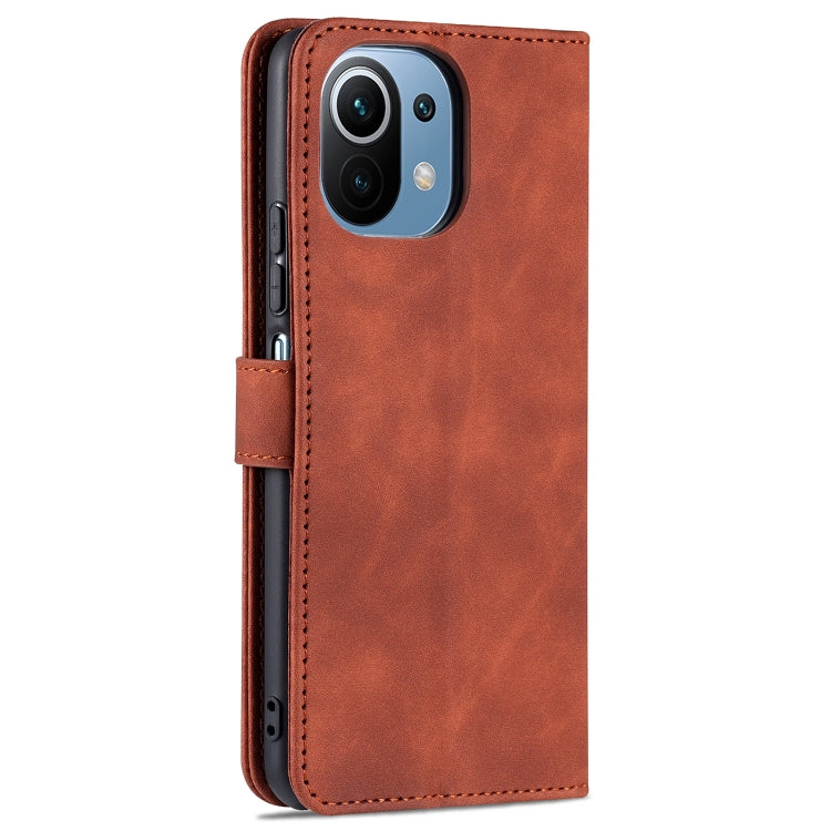 For Xiaomi Mi 11 Lite AZNS Skin Feel Calf Texture Horizontal Flip Leather Case with Card Slots & Holder & Wallet