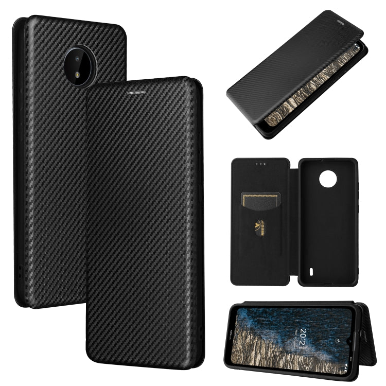 For Nokia C10 Carbon Fiber Texture Horizontal Flip TPU + PC + PU Leather Case with Card Slot