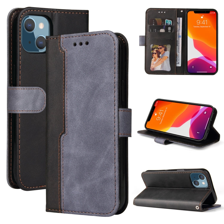 For iPhone 13 mini Business Stitching-Color Horizontal Flip PU Leather Case with Holder & Card Slots & Photo Frame