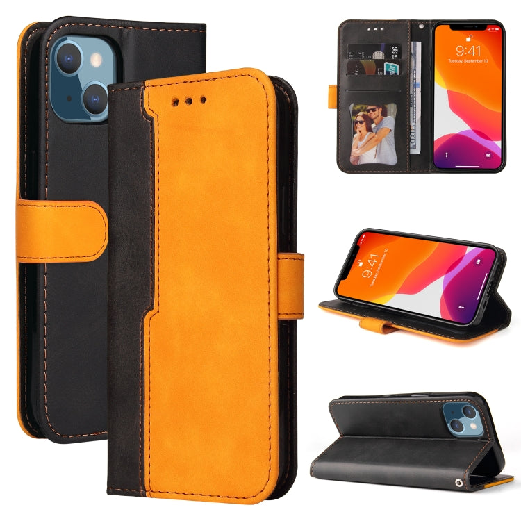 For iPhone 13 mini Business Stitching-Color Horizontal Flip PU Leather Case with Holder & Card Slots & Photo Frame