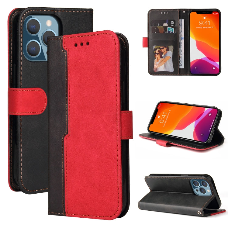 For iPhone 13 Pro Business Stitching-Color Horizontal Flip PU Leather Case with Holder & Card Slots & Photo Frame