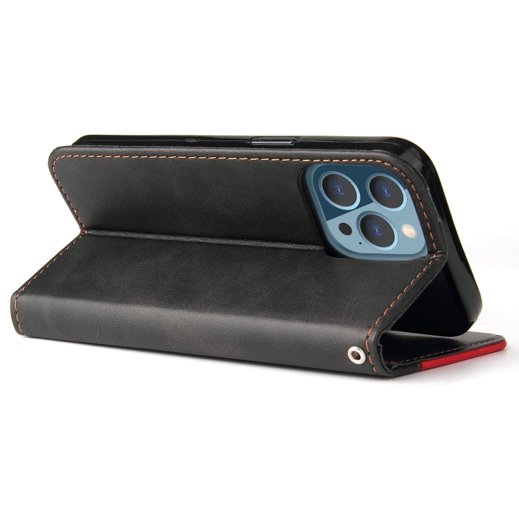 For iPhone 13 Pro Business Stitching-Color Horizontal Flip PU Leather Case with Holder & Card Slots & Photo Frame