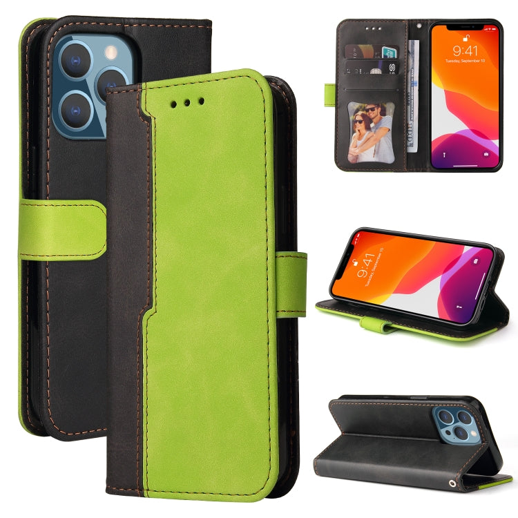 For iPhone 13 Pro Business Stitching-Color Horizontal Flip PU Leather Case with Holder & Card Slots & Photo Frame