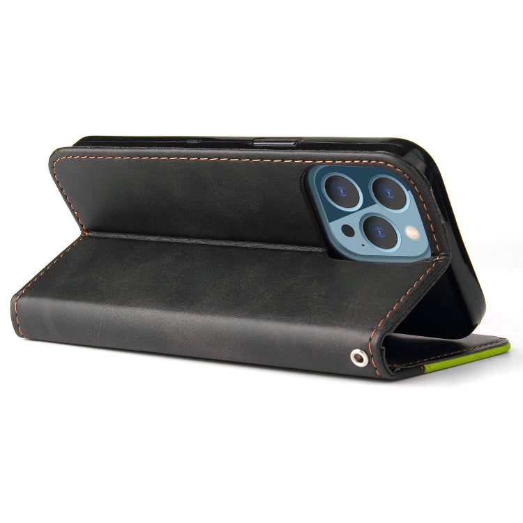 For iPhone 13 Pro Business Stitching-Color Horizontal Flip PU Leather Case with Holder & Card Slots & Photo Frame