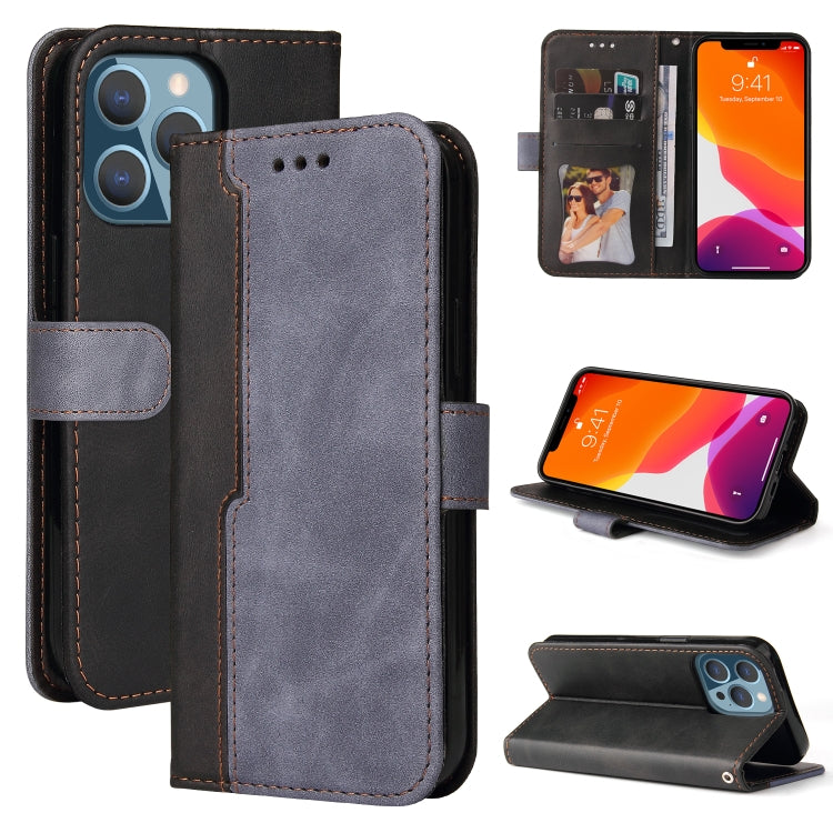 For iPhone 13 Pro Business Stitching-Color Horizontal Flip PU Leather Case with Holder & Card Slots & Photo Frame