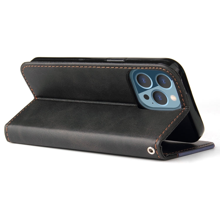 For iPhone 13 Pro Business Stitching-Color Horizontal Flip PU Leather Case with Holder & Card Slots & Photo Frame