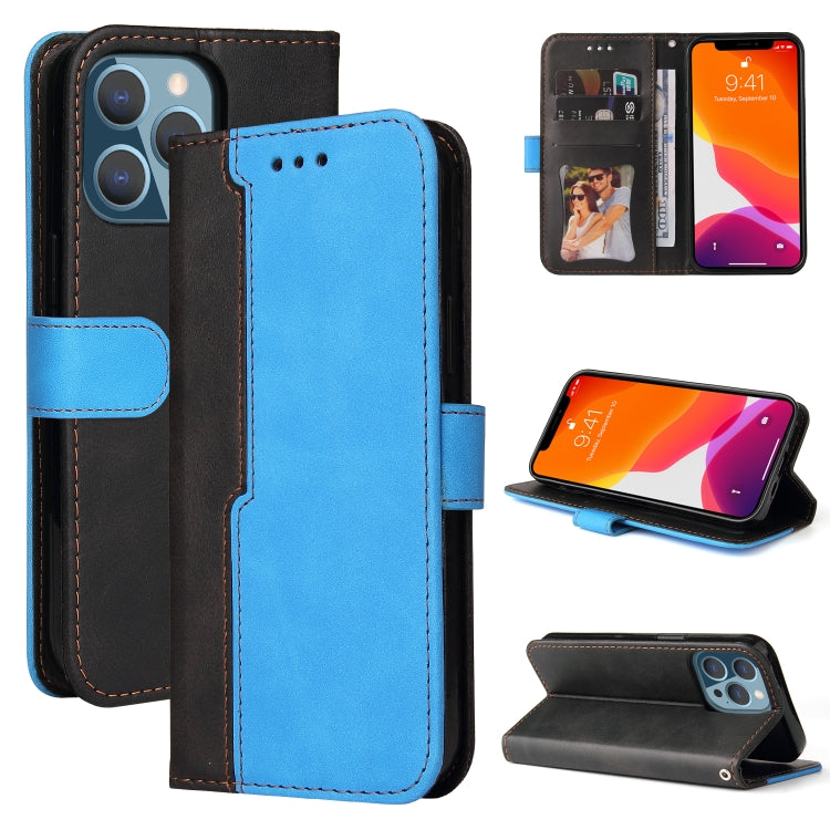For iPhone 13 Pro Business Stitching-Color Horizontal Flip PU Leather Case with Holder & Card Slots & Photo Frame