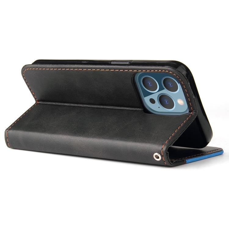 For iPhone 13 Pro Business Stitching-Color Horizontal Flip PU Leather Case with Holder & Card Slots & Photo Frame