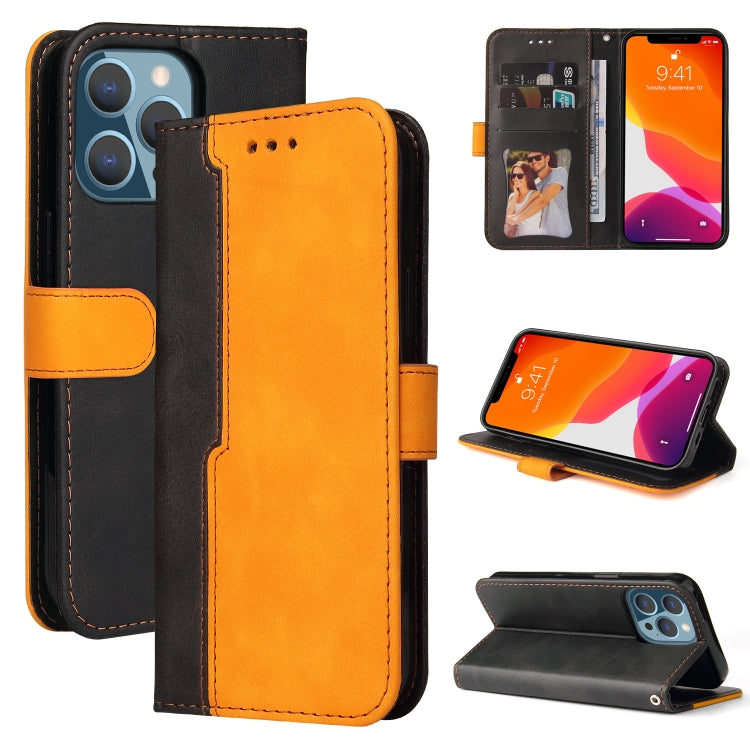 For iPhone 13 Pro Business Stitching-Color Horizontal Flip PU Leather Case with Holder & Card Slots & Photo Frame