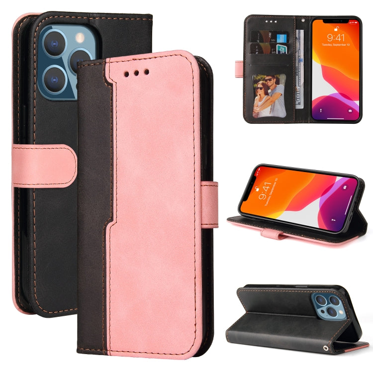 For iPhone 13 Pro Business Stitching-Color Horizontal Flip PU Leather Case with Holder & Card Slots & Photo Frame