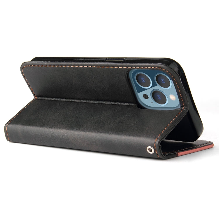 For iPhone 13 Pro Business Stitching-Color Horizontal Flip PU Leather Case with Holder & Card Slots & Photo Frame