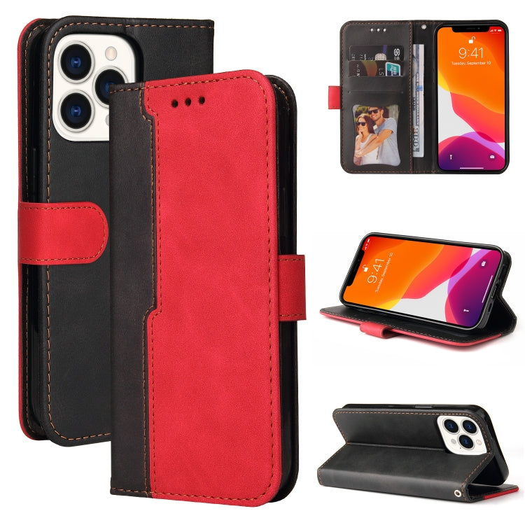For iPhone 13 Pro Max Business Stitching-Color Horizontal Flip PU Leather Case with Holder & Card Slots & Photo Frame
