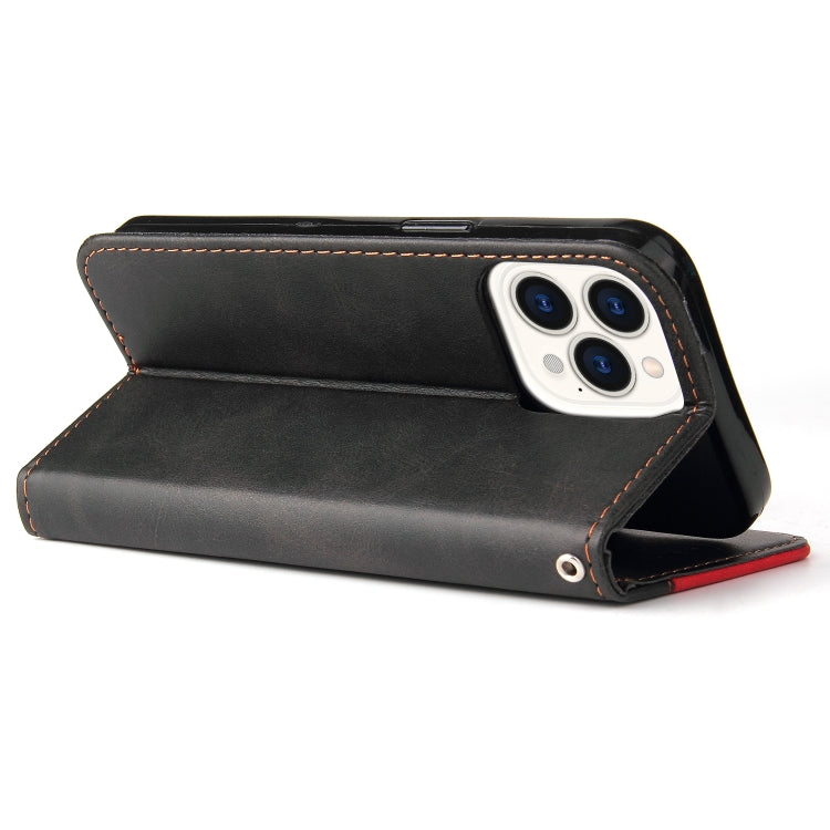 For iPhone 13 Pro Max Business Stitching-Color Horizontal Flip PU Leather Case with Holder & Card Slots & Photo Frame