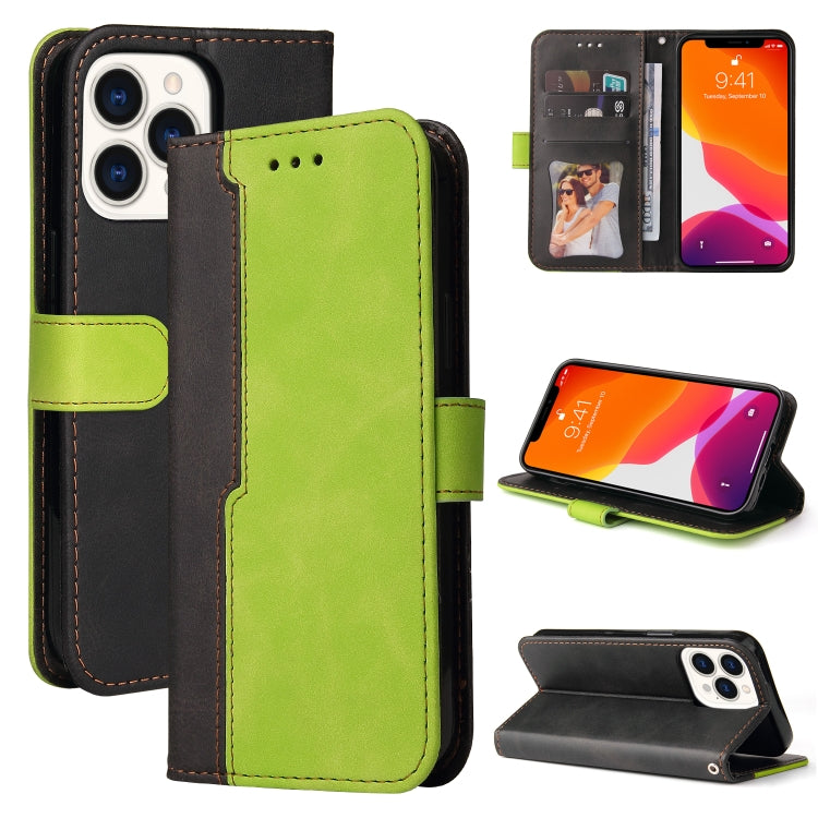 For iPhone 13 Pro Max Business Stitching-Color Horizontal Flip PU Leather Case with Holder & Card Slots & Photo Frame