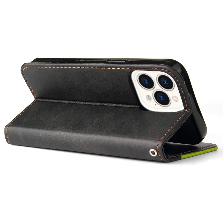 For iPhone 13 Pro Max Business Stitching-Color Horizontal Flip PU Leather Case with Holder & Card Slots & Photo Frame