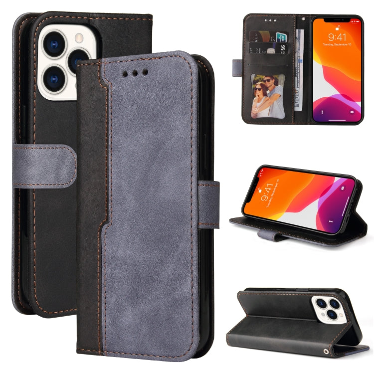 For iPhone 13 Pro Max Business Stitching-Color Horizontal Flip PU Leather Case with Holder & Card Slots & Photo Frame