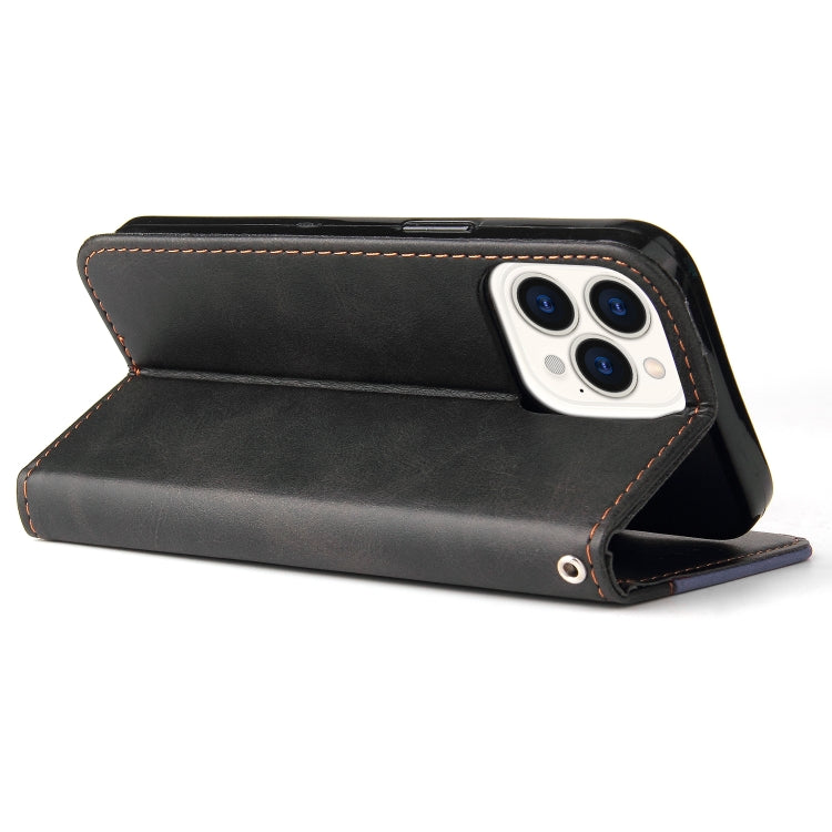For iPhone 13 Pro Max Business Stitching-Color Horizontal Flip PU Leather Case with Holder & Card Slots & Photo Frame