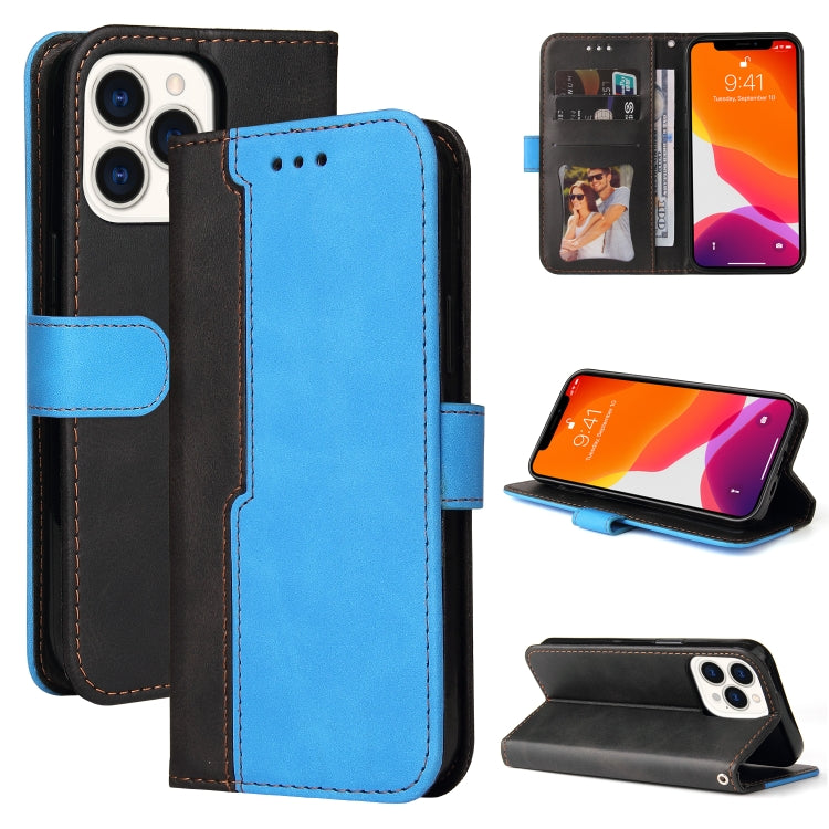 For iPhone 13 Pro Max Business Stitching-Color Horizontal Flip PU Leather Case with Holder & Card Slots & Photo Frame