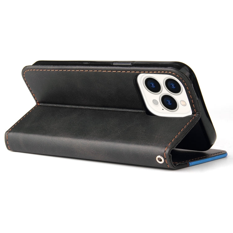 For iPhone 13 Pro Max Business Stitching-Color Horizontal Flip PU Leather Case with Holder & Card Slots & Photo Frame