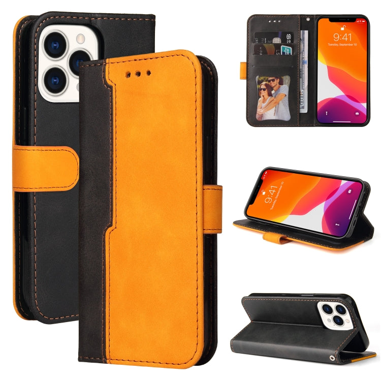 For iPhone 13 Pro Max Business Stitching-Color Horizontal Flip PU Leather Case with Holder & Card Slots & Photo Frame