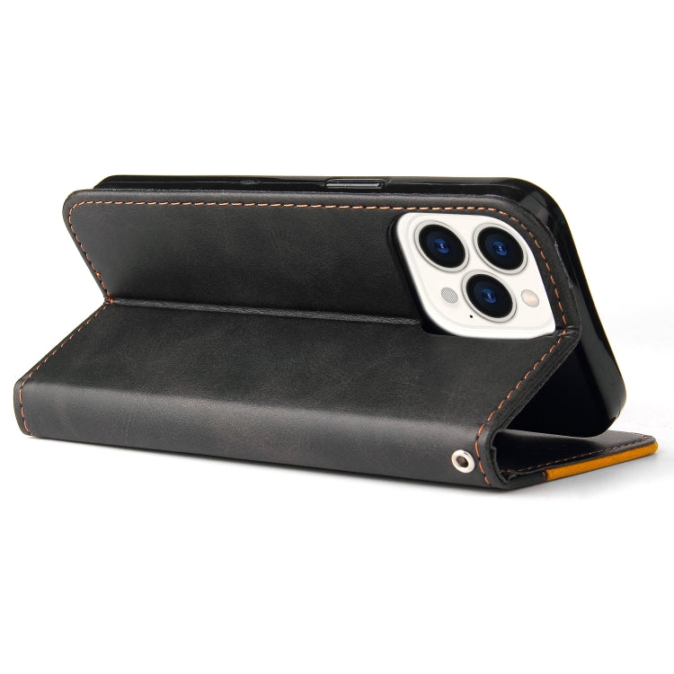 For iPhone 13 Pro Max Business Stitching-Color Horizontal Flip PU Leather Case with Holder & Card Slots & Photo Frame