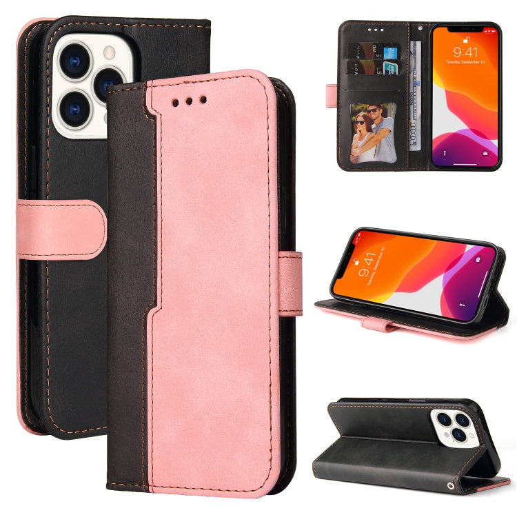 For iPhone 13 Pro Max Business Stitching-Color Horizontal Flip PU Leather Case with Holder & Card Slots & Photo Frame