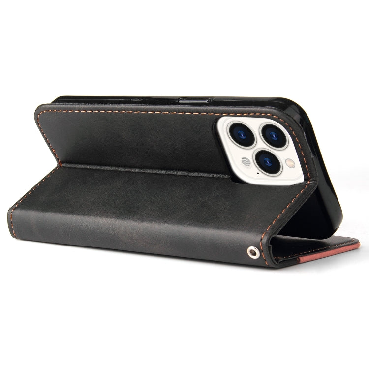 For iPhone 13 Pro Max Business Stitching-Color Horizontal Flip PU Leather Case with Holder & Card Slots & Photo Frame