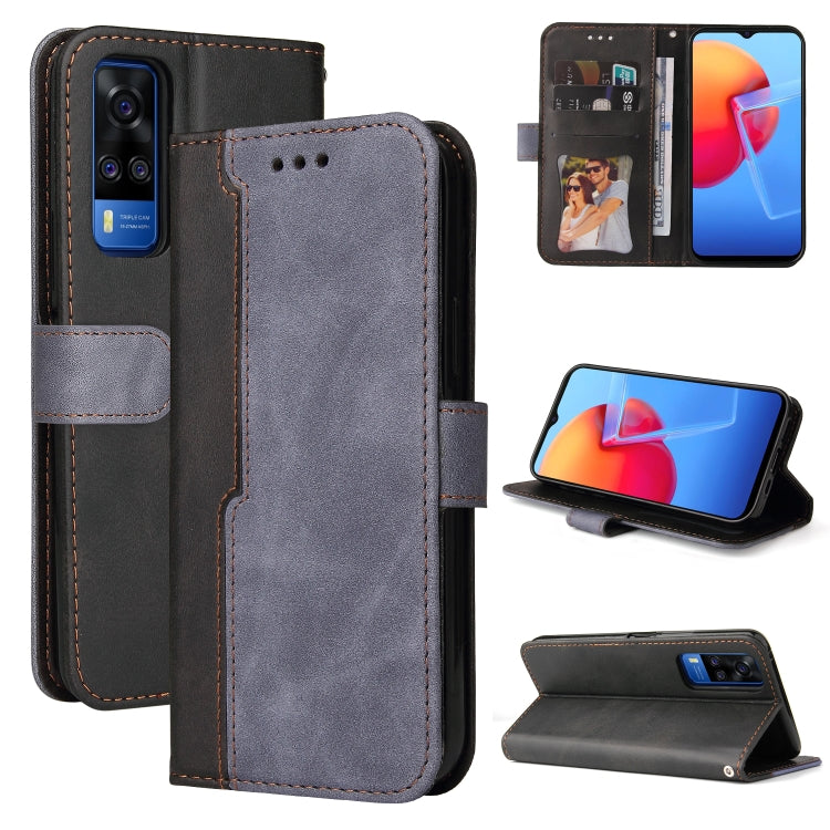 For vivo Y51 2020 / Y31 2021 Business Stitching-Color Horizontal Flip PU Leather Case with Holder & Card Slots & Photo Frame