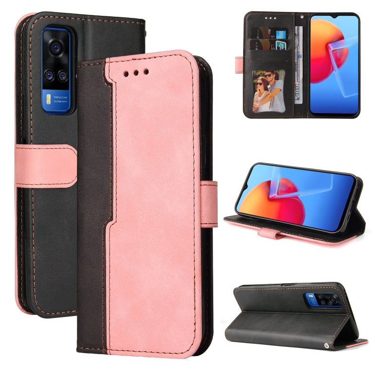 For vivo Y51 2020 / Y31 2021 Business Stitching-Color Horizontal Flip PU Leather Case with Holder & Card Slots & Photo Frame