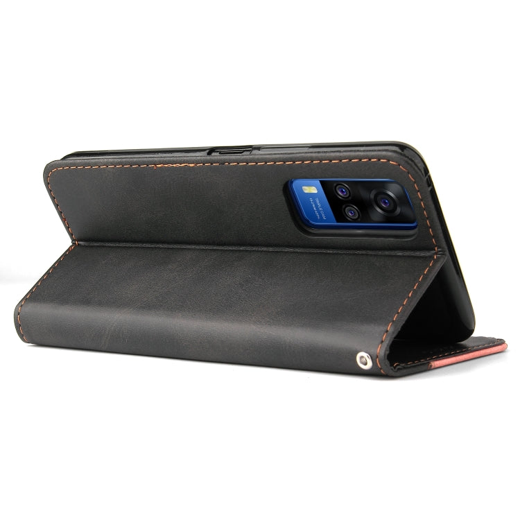 For vivo Y51 2020 / Y31 2021 Business Stitching-Color Horizontal Flip PU Leather Case with Holder & Card Slots & Photo Frame