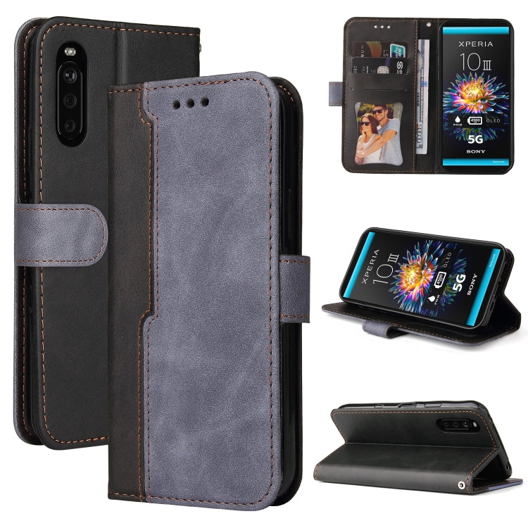 For Sony Xperia 10 III Business Stitching-Color Horizontal Flip PU Leather Case with Holder & Card Slots & Photo Frame