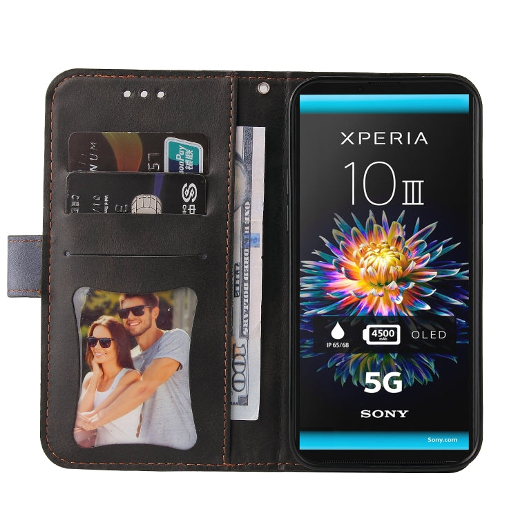 For Sony Xperia 10 III Business Stitching-Color Horizontal Flip PU Leather Case with Holder & Card Slots & Photo Frame
