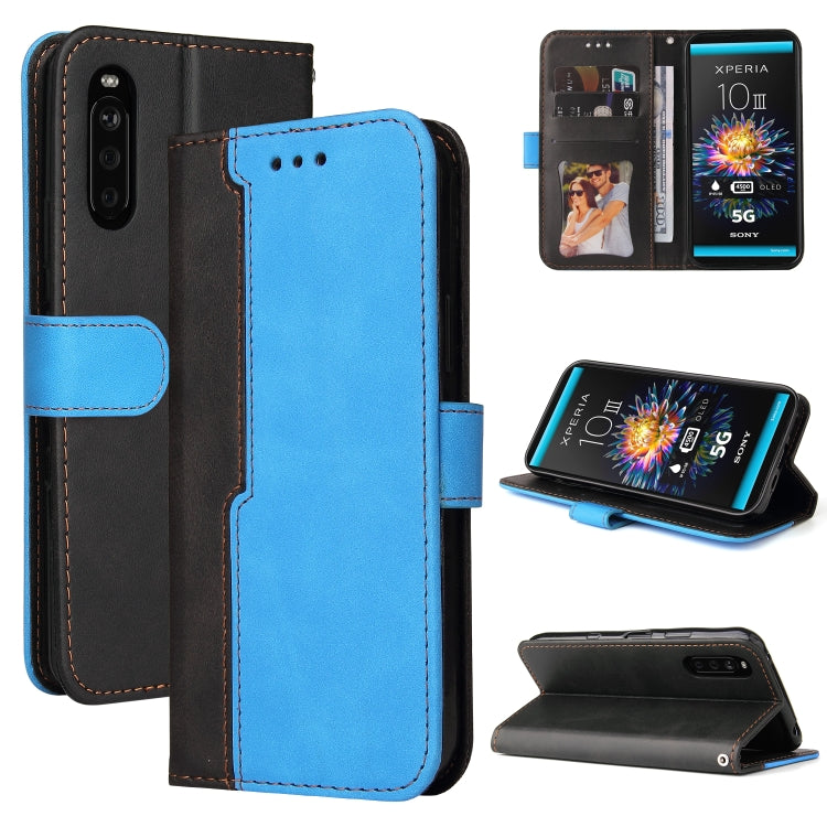For Sony Xperia 10 III Business Stitching-Color Horizontal Flip PU Leather Case with Holder & Card Slots & Photo Frame