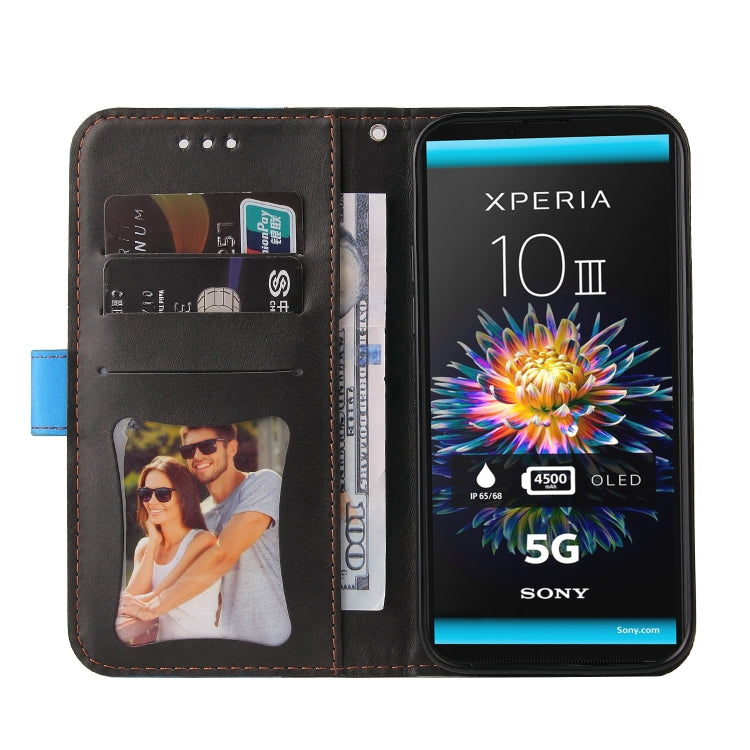For Sony Xperia 10 III Business Stitching-Color Horizontal Flip PU Leather Case with Holder & Card Slots & Photo Frame