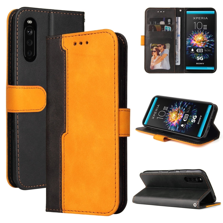 For Sony Xperia 10 III Business Stitching-Color Horizontal Flip PU Leather Case with Holder & Card Slots & Photo Frame