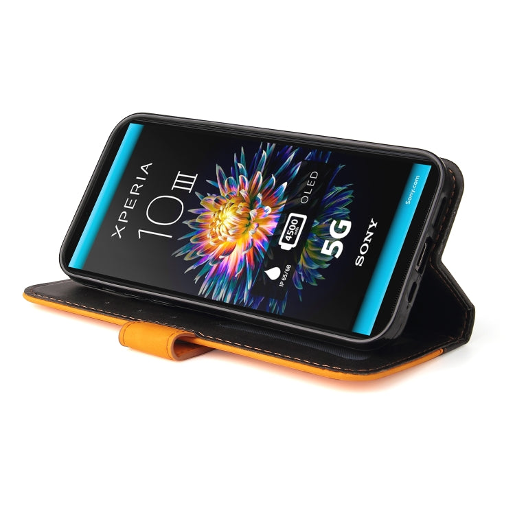 For Sony Xperia 10 III Business Stitching-Color Horizontal Flip PU Leather Case with Holder & Card Slots & Photo Frame