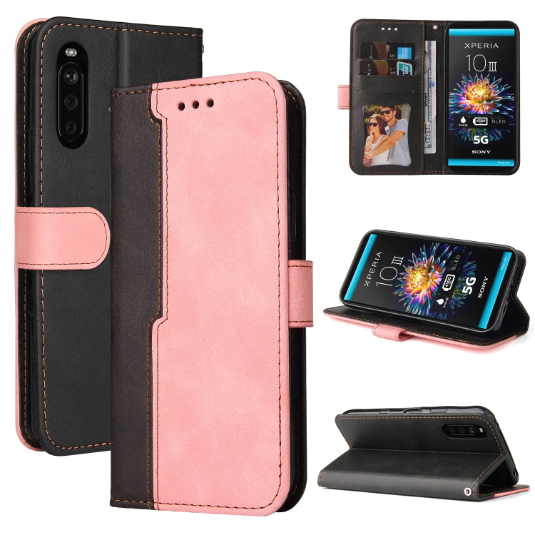 For Sony Xperia 10 III Business Stitching-Color Horizontal Flip PU Leather Case with Holder & Card Slots & Photo Frame