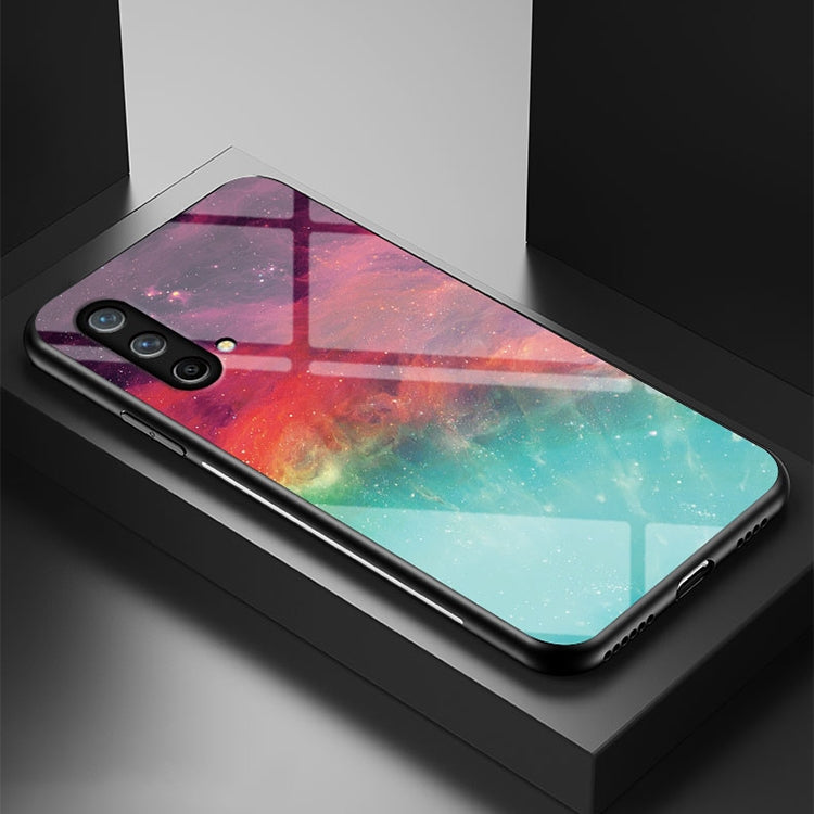 For OnePlus Nord CE 5G Starry Sky Painted Tempered Glass TPU Shockproof Protective Case