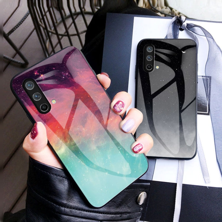 For OnePlus Nord CE 5G Starry Sky Painted Tempered Glass TPU Shockproof Protective Case